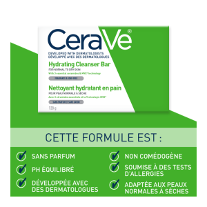 CERAVE PAIN NETTOYANT HYDRATANTE SURGRAS PEAU NORMALE A SECHE 128G